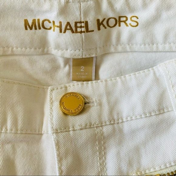 Michael Kors white beige jeans with gold detail - Picture 2 of 4